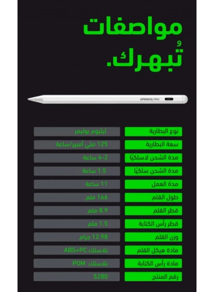إيون EONE OPENCIL PRO قلم ذكي للآيباد – شحن USB-C ومغناطيسي – حساسية ميل عالية – لون أبيض - Image 3